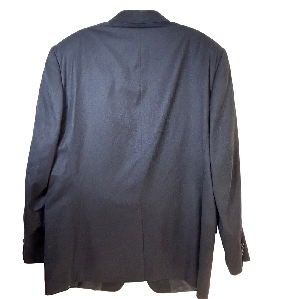 Michael Michael Kors Mens Black Wool Blend Sport Coat Blazer 46L Two Button Long